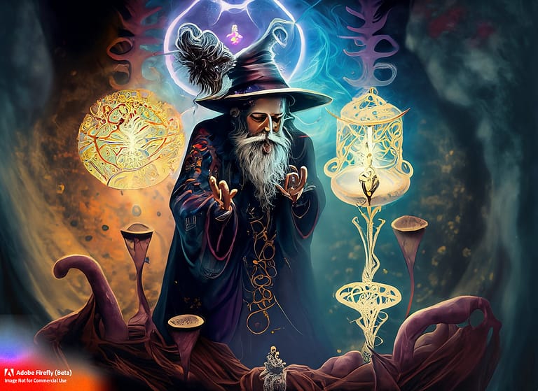 The Chaos Magician creates his own reality invoking the unseen