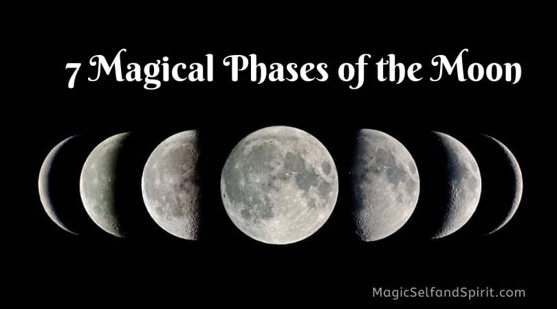 7 Magical Phases of the moon. Image of the moon in different phases