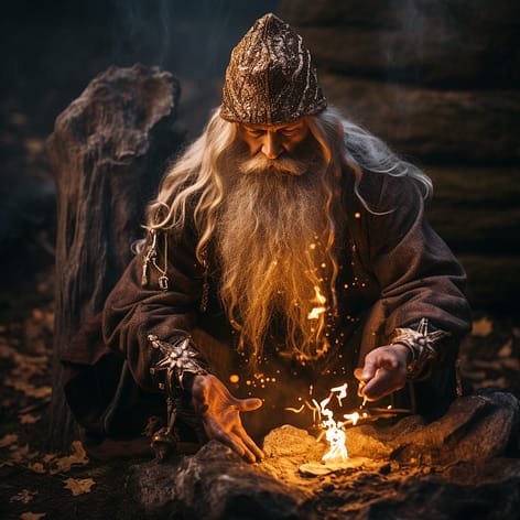A Norse Mage performing his ritual magic