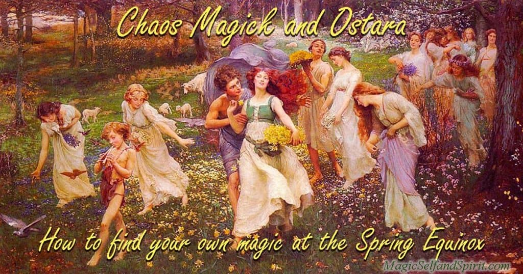 group of people in a traditional celebraton of the magic of ostara at spring equinox